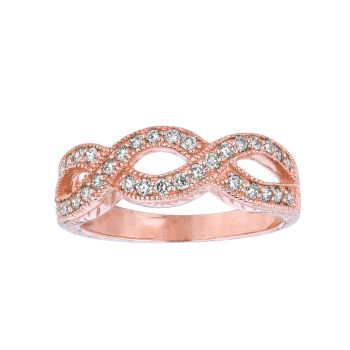 0.50 ct G-H SI2 Diamond twisted ring In 14K Rose Gold R6441PD