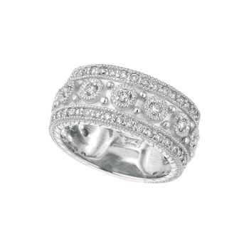 1.15 ct G-H SI Diamond bezel set ring In 14K White Gold R6453WD