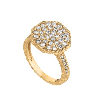 1.25 ct G-H SI2 Diamond octagonal shape ring In 14K Yellow Gold R6612YD