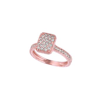 0.65 ct G-H SI2 Diamond rectangular shape ring In 14K Rose Gold R6615PD