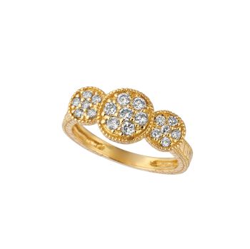 0.50 ct G-H SI2 Diamond 3 round ring In 14K Yellow Gold R6644YD