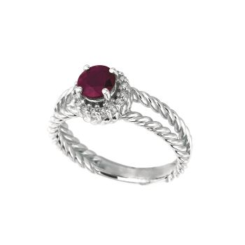 0.13 ct G-H SI2 Ruby & diamond ring In 14K White Gold R6691WR