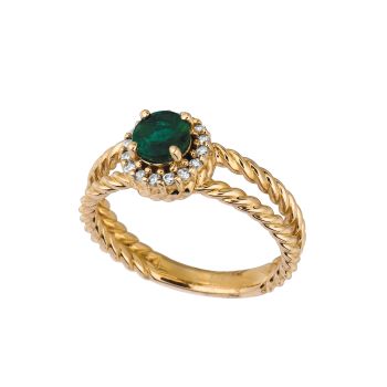 0.13 ct G-H SI2 Emerald & diamond ring In 14K Yellow Gold R6691YE