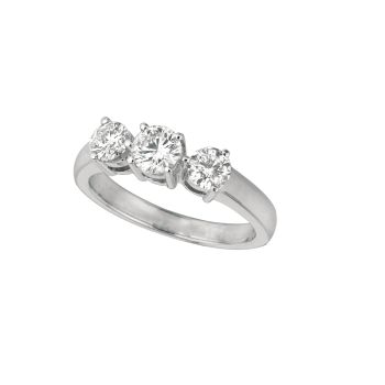 1.01 ct G-H SI2 Diamond 3 stones ring In 14K White Gold R6694W1