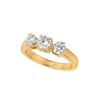 1.01 ct G-H SI2 Diamond 3 stones ring In 14K Yellow Gold R6694Y1