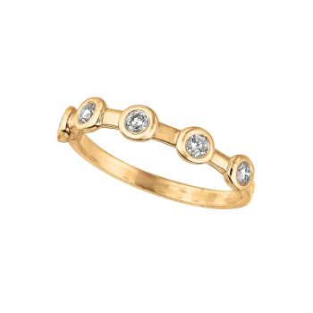 0.30 ct G-H SI2 Diamond bezel set ring In 14K Yellow Gold R6810YD