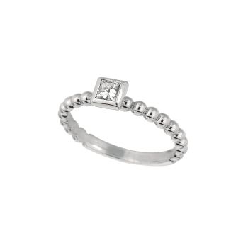 0.25 ct G-H SI2 Princess cut diamond bezel set ring In 14K White Gold R6813WD