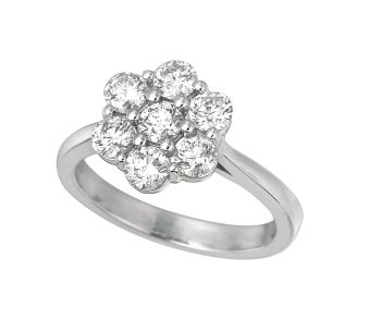 0.75 ct G-H SI2 diamond flower ring 14K White Gold R6819W.10