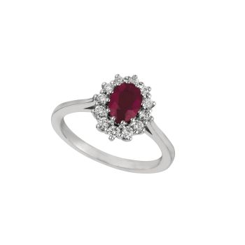 0.37 ct G-H SI2 Ruby & diamond ring In 14K White Gold R6822WR57
