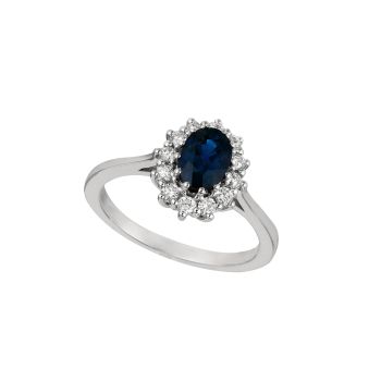 0.31 ct G-H SI2 Sapphire & diamond ring In 14K White Gold R6822WS57