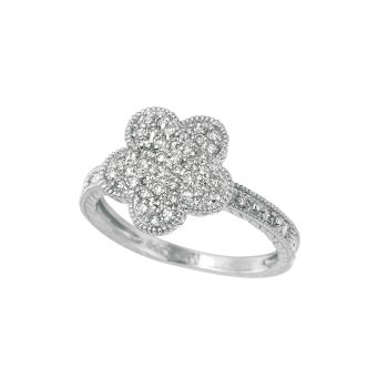 0.50 ct G-H SI2 Diamond flower ring In 14K White Gold R6825WD