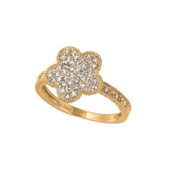 0.50 ct G-H SI2 Diamond flower ring In 14K Yellow Gold R6825YD