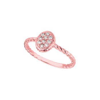 0.15 ct G-H SI2 Diamond oval ring In 14K Rose Gold R6870PD