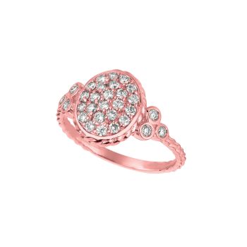 0.65 ct G-H SI2 Diamond oval ring In 14K Rose Gold R6876PD