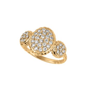 0.68 ct G-H SI2 Diamond oval & round shape ring In 14K Yellow Gold R6879YD