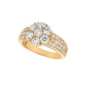 2.02 ct G-H SI2 Diamond flower ring In 14K Yellow Gold R6884.20Y