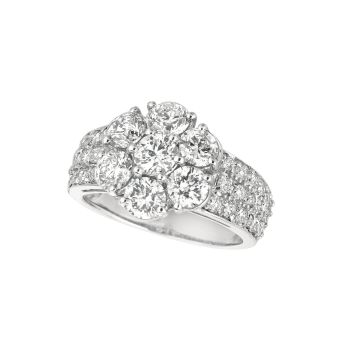 2.81 ct G-H SI2 Diamond flower ring In 14K White Gold R6884.30W