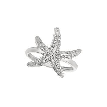 0.34 ct G-H SI2 Diamond starfish ring In 14K White Gold R6885WD