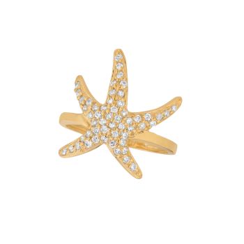 0.53 ct G-H SI2 Diamond starfish ring In 14K Yellow Gold R6948YD