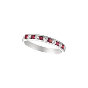 0.20 ct G-H SI2 Ruby & diamond ring In 14K White Gold R7120WDR