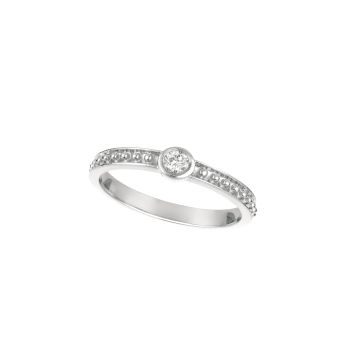 0.10 ct G-H SI2 Diamond bezel set ring In 14K White Gold R7138WD