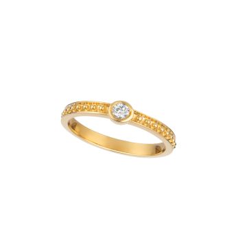 0.10 ct G-H SI2 Diamond bezel set ring In 14K Yellow Gold R7138YD