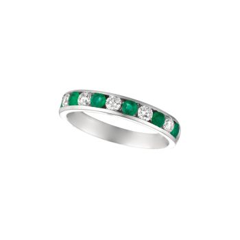 0.37 ct G-H SI2 Emerald & diamond ring In 14K White Gold R7173WDE