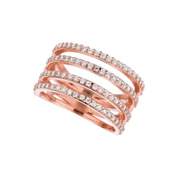 0.80 ct G-H SI2 Diamond 4 rows ring In 14K Rose Gold R7186PD