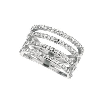 0.80 ct G-H SI2 Diamond 4 rows ring In 14K White Gold R7186WD