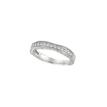 0.34 ct G-H SI Antique Style Diamond Wedding Band Ring In 14K White Gold RB108WD