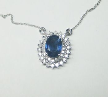 Sapphire and Diamond Pendant in 18KT White Gold/IDJ13561