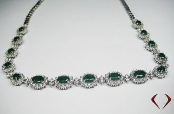 Emerald And Diamond Necklace in 18KT White Gold/IDJ65731