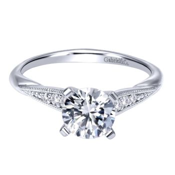 14K White Gold 0.08 ct Diamond Straight Engagement Ring Setting ER11750R4W44JJ