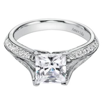 18K White Gold 0.34 ct Diamond Split Shank Engagement Ring Setting ER6245W83JJ