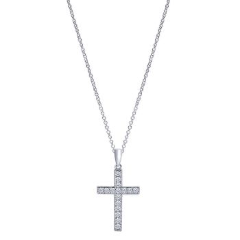 0.31 ct Diamond Cross Necklace set in 14KT White Gold NK2052W45JJ