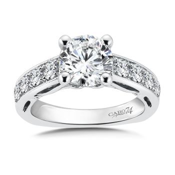 Diamond Engagement Ring Mounting in 14K White Gold with Platinum Head (.79 ct. tw.) /CR760W