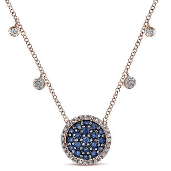 0.21 ct - Necklace
 14k Pink Gold Diamond And Sapphire Fashion /NK5331K45SA-IGCD
