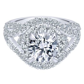 1.39 ct Diamond Engagement Ring- Set in 18k White Gold Diamond Halo /ER11996R6W84JJ-IGCD
