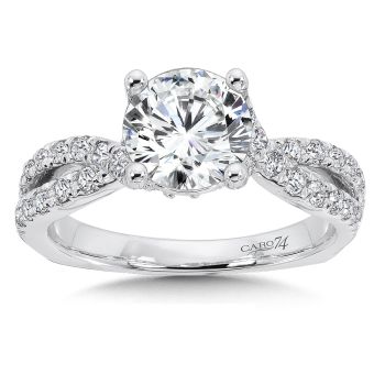 Criss Cross Engagement Ring with Side Stones in 14K White Gold (0.47ct. tw.) /CR504W