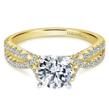 0.54 ct - Diamond Engagement Ring Set in 14k Yellow/white Criss Cross /ER7544M44JJ-IGCD