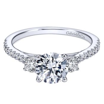 0.45 ct - 3 Stone Diamond Engagement Ring Set in 14K White Gold /ER7296W44JJ-IGCD