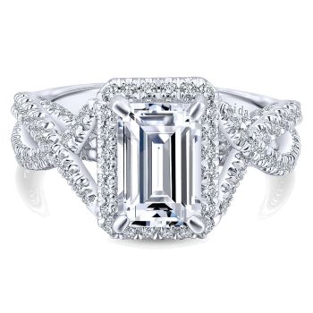 1.00 ct - Diamond Engagement Ring Set in 18k White Gold Diamond Halo /ER12901E6W83JJ-IGCD