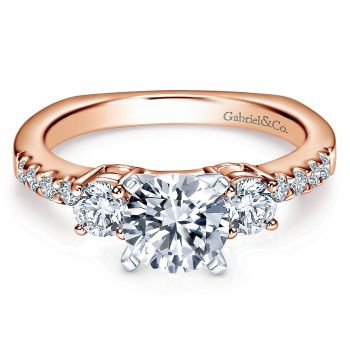 0.58 ct - 3 Stone Diamond Engagement Ring Set in 14K Rose & White Gold /ER4247T44JJ-IGCD