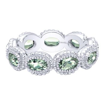 Green Amethyst Stackable Ladie's Ring In Silver 925 LR5930-7SVJGA