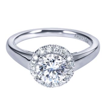 0.30 ct - Diamond Engagement Ring Set in 18k White Gold Diamond Halo /ER7564W83JJ-IGCD