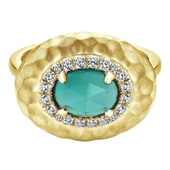 0.20 ct - Ladies' Ring
 14k Yellow Gold Diamond Rock Crystal&green Onyx Fashion /LR50693Y45XG-IGCD