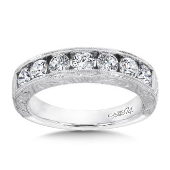 Channel-set Diamond Anniversary Band in 14K White Gold with Hand Engraving in 14K White Gold (1.01ct. tw.) /CRA446BW