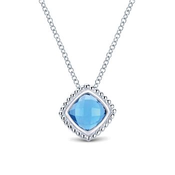 1.38 ct - Necklace
 925 Silver Swiss Blue Topaz Fashion /NK3816SVJBT-IGCD