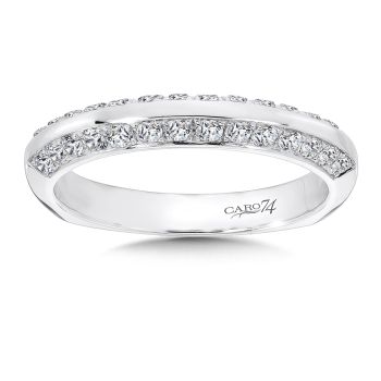 Channel and Prong Set Round Diamond Wedding Band in 14K White Gold (0.45ct. tw.) /CR108BW