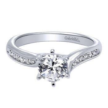 0.17 ct - Diamond Engagement Ring Set in 14K White Gold Diamond Bypass /ER10124W44JJ-IGCD